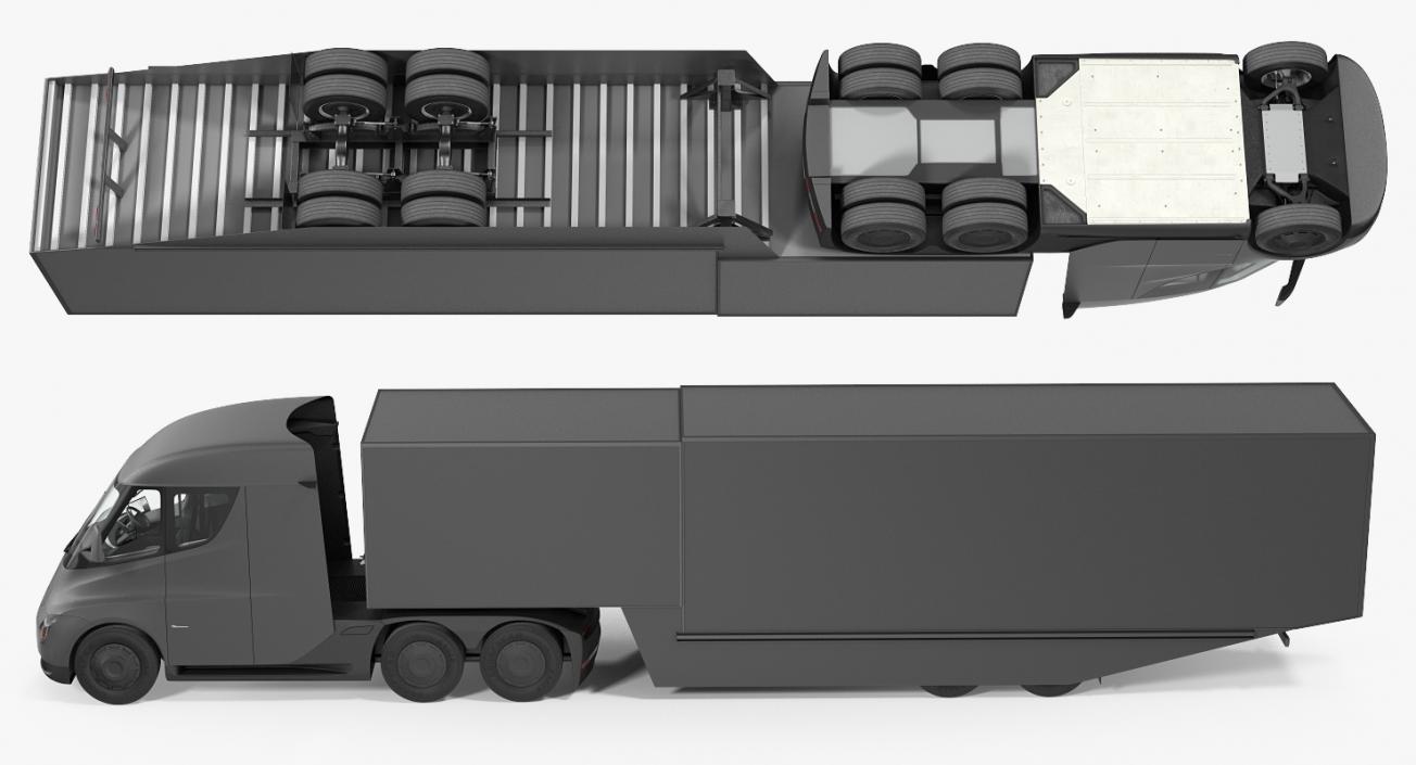 3D Tesla Semi Trucks and Trailers Rigged 3D Models Collection model