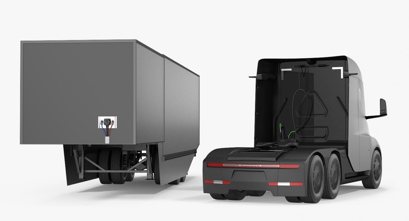 3D Tesla Semi Trucks and Trailers Rigged 3D Models Collection model