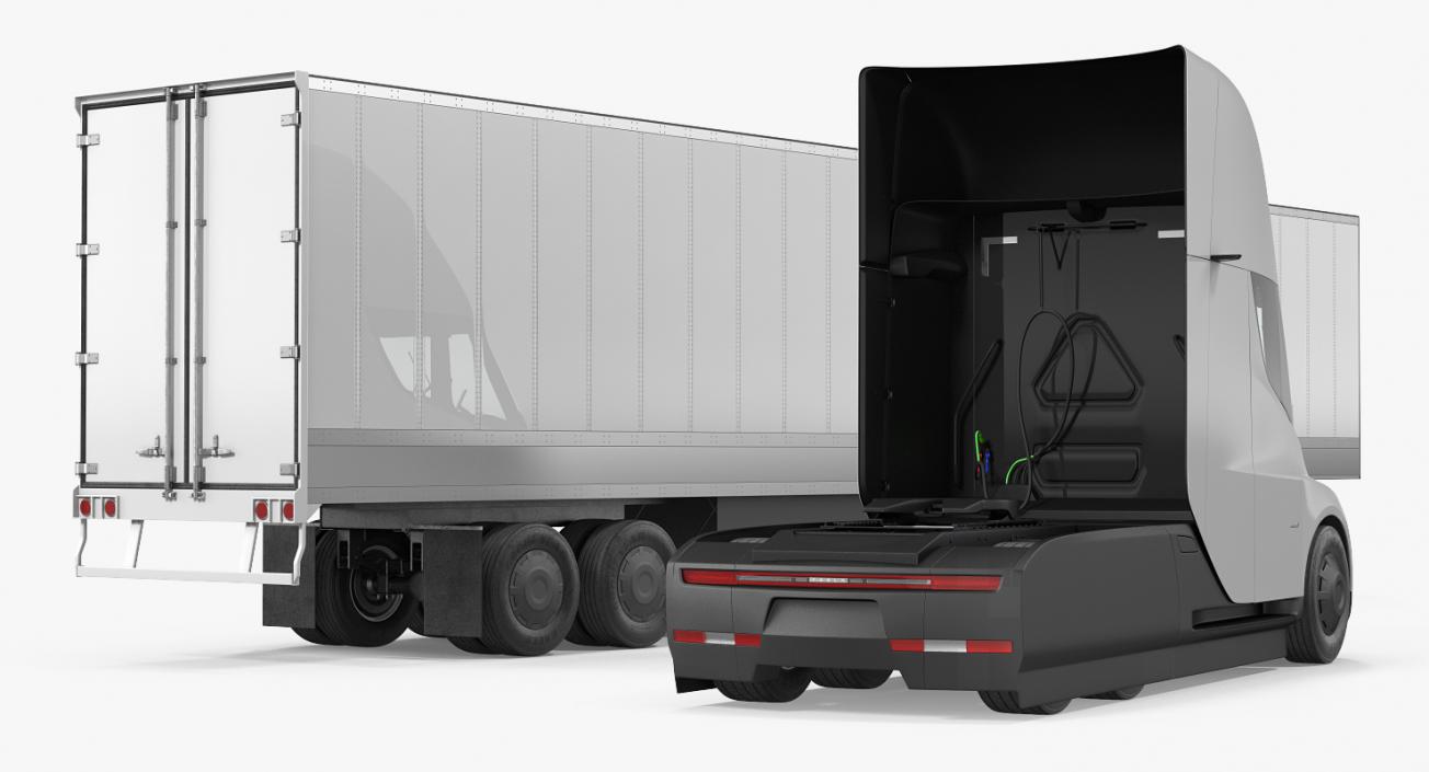 3D Tesla Semi Trucks and Trailers Rigged 3D Models Collection model