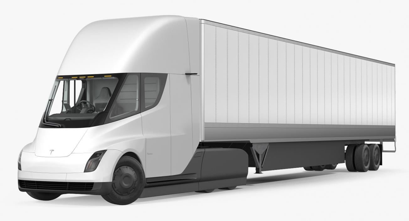 3D Tesla Semi Trucks and Trailers Rigged 3D Models Collection model