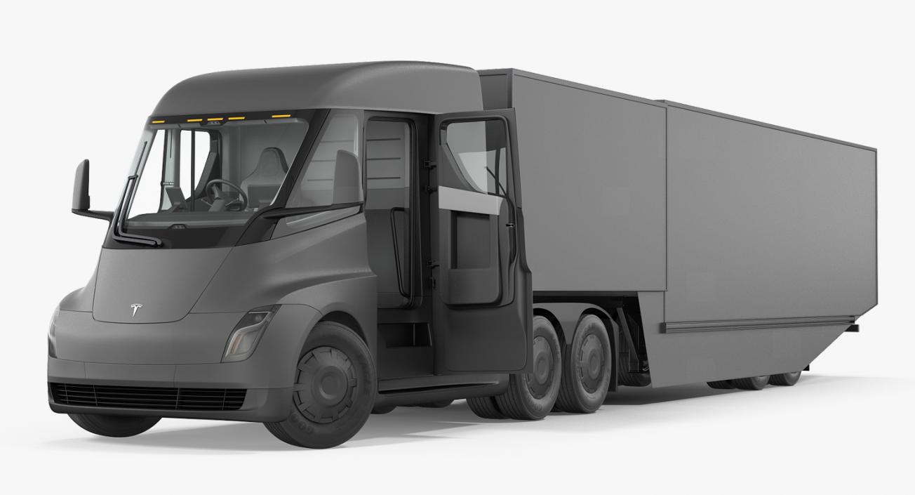 3D Tesla Semi Trucks and Trailers Rigged 3D Models Collection model