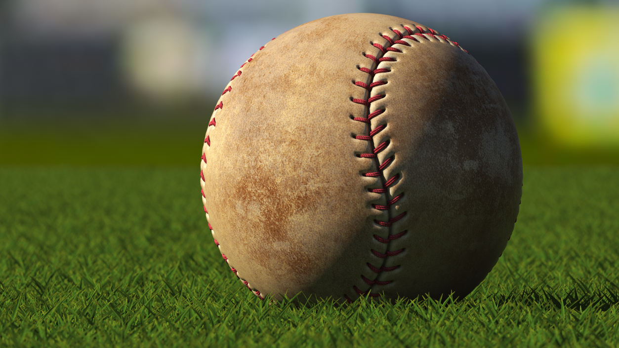 Brown Leather Baseball Ball 3D