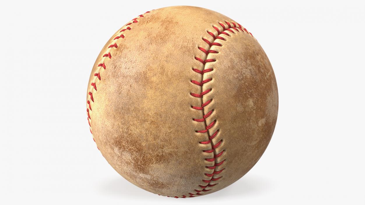 Brown Leather Baseball Ball 3D