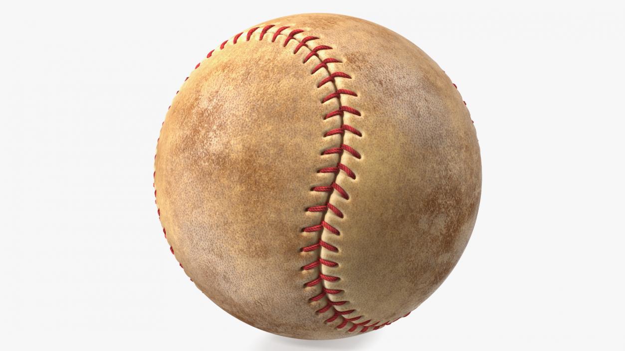 Brown Leather Baseball Ball 3D