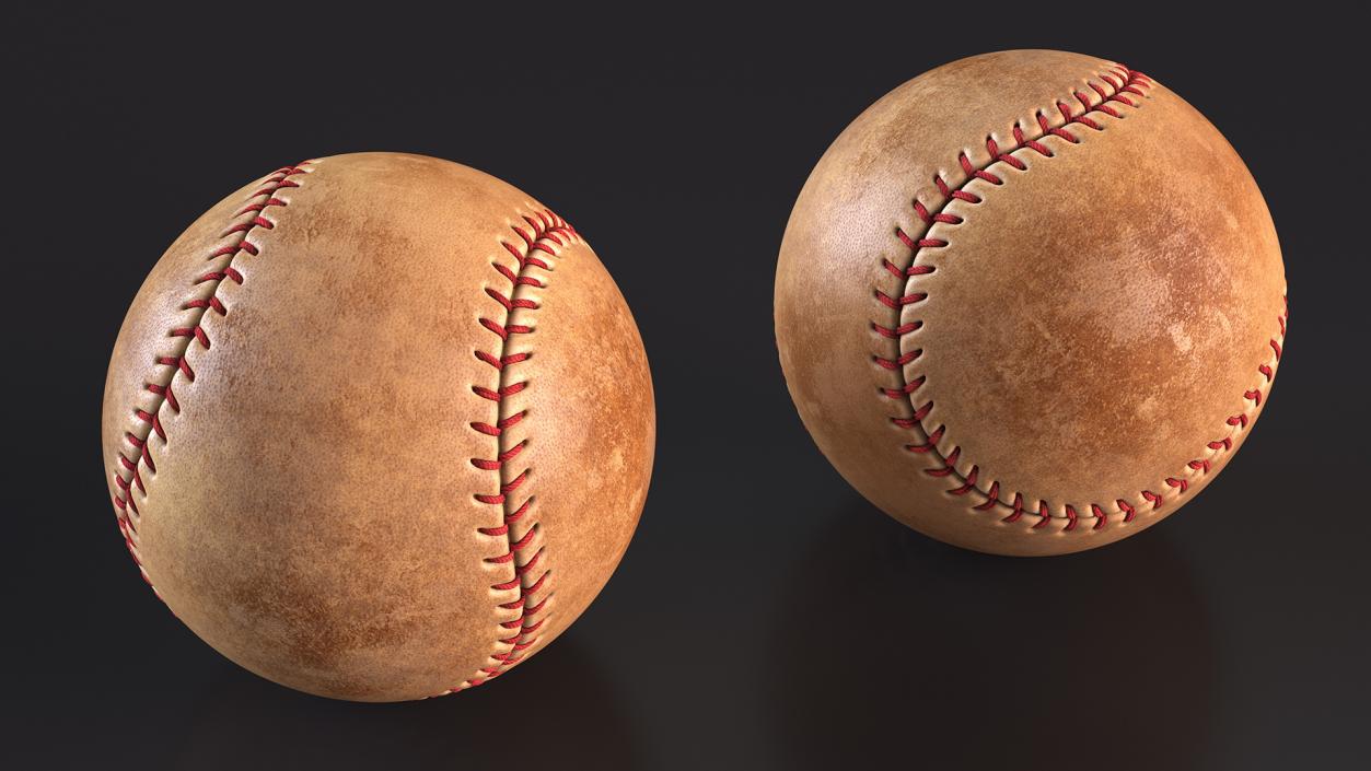 Brown Leather Baseball Ball 3D