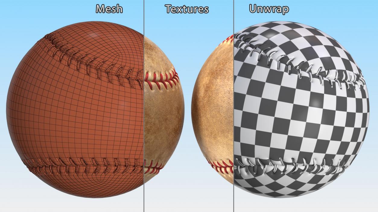 Brown Leather Baseball Ball 3D