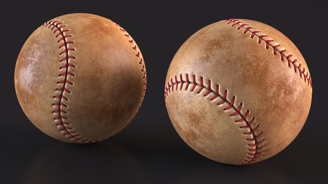 Brown Leather Baseball Ball 3D