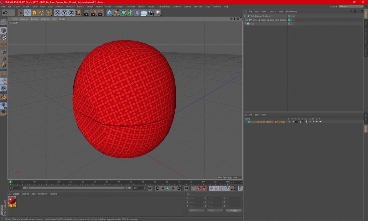 3D model EOS Lip Balm Sphere Red Closed