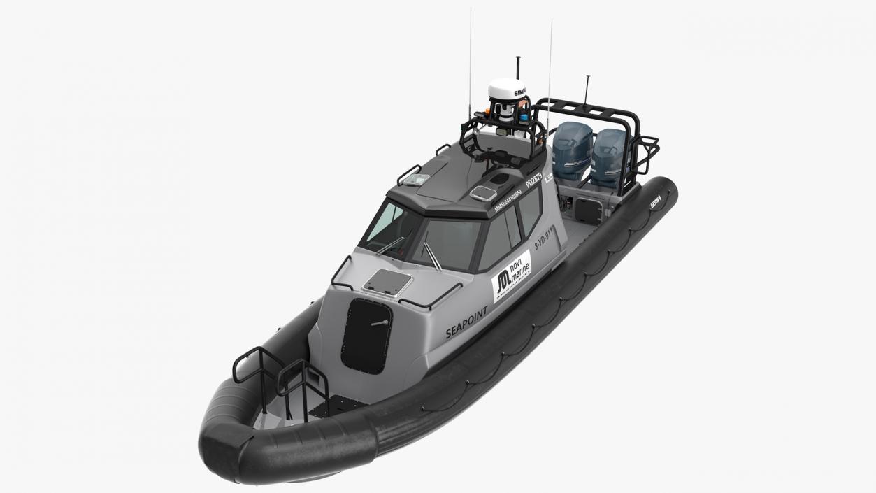 3D Boat Grey Waverider 1060 GRP Cabin Rigged