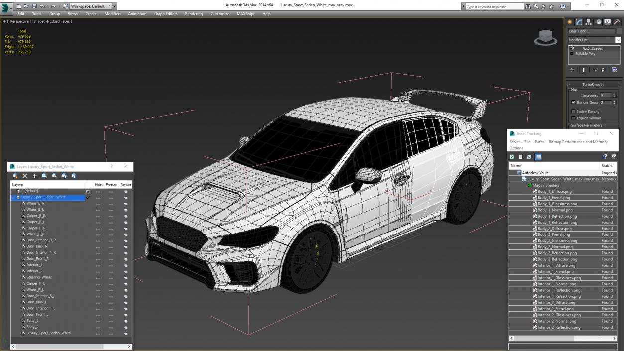 Luxury Sport Sedan White 3D model