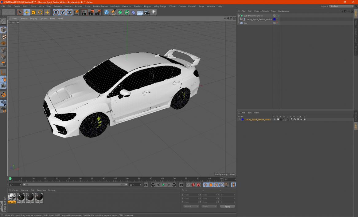 Luxury Sport Sedan White 3D model