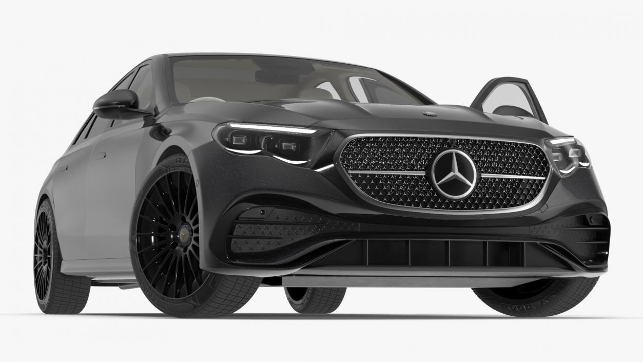 3D Mercedes E-Class 2023 Black Rigged for Maya model