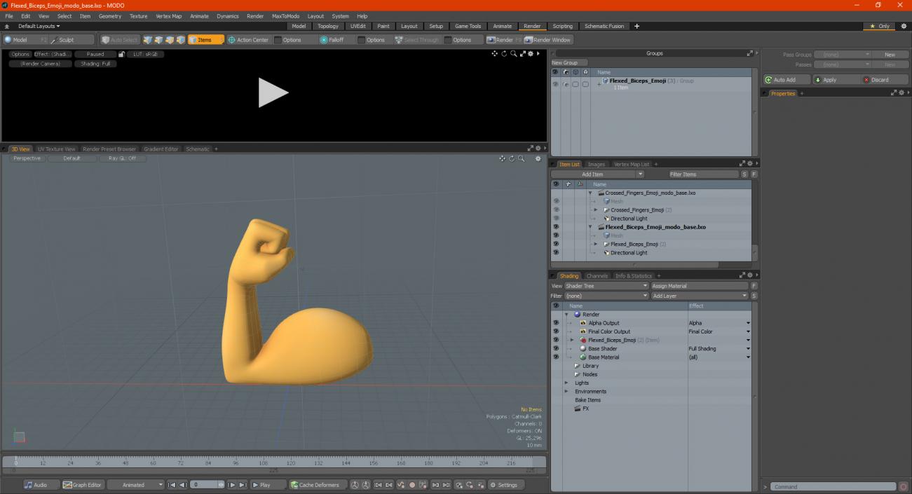 Flexed Biceps Emoji 3D model