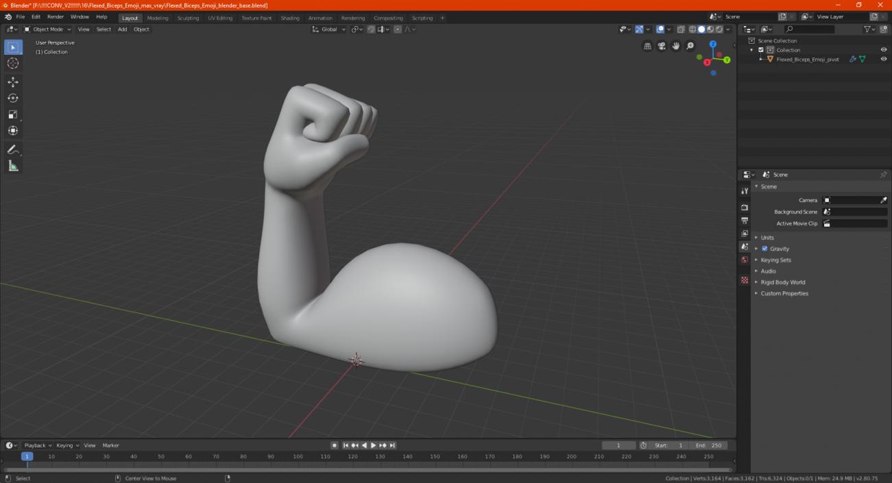 Flexed Biceps Emoji 3D model