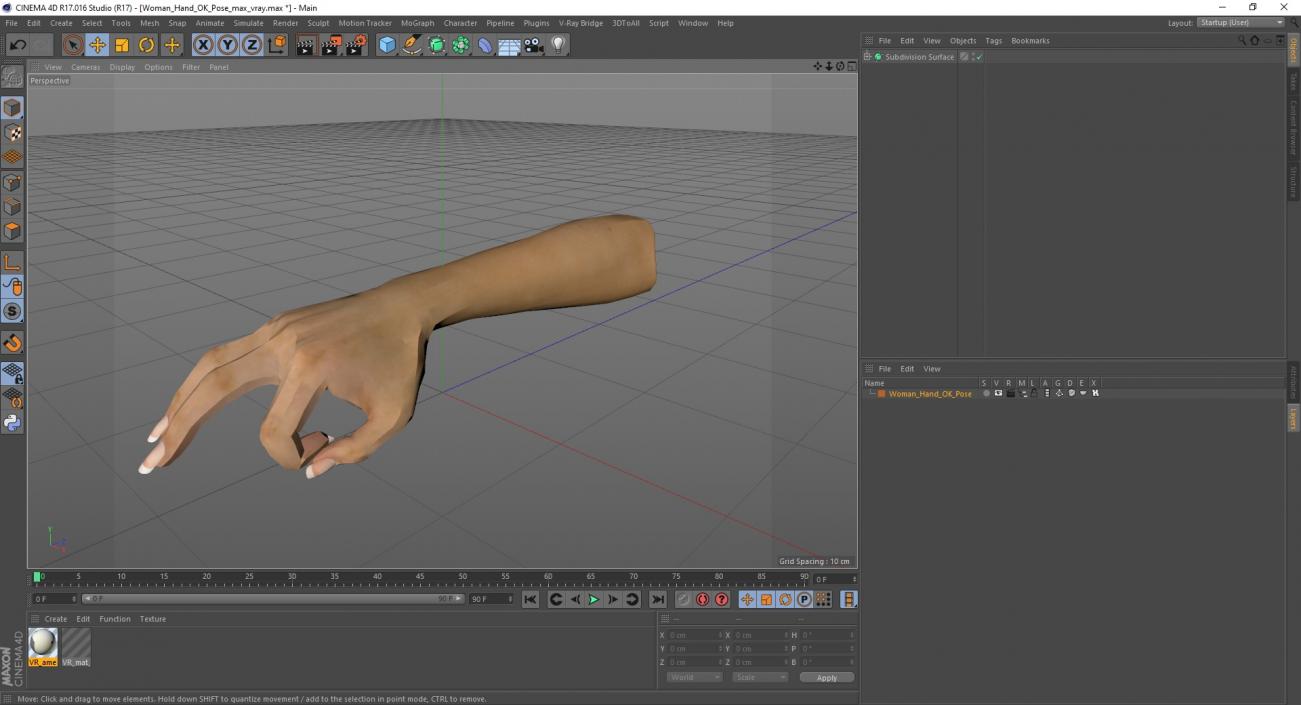 3D Woman Hand OK Pose model