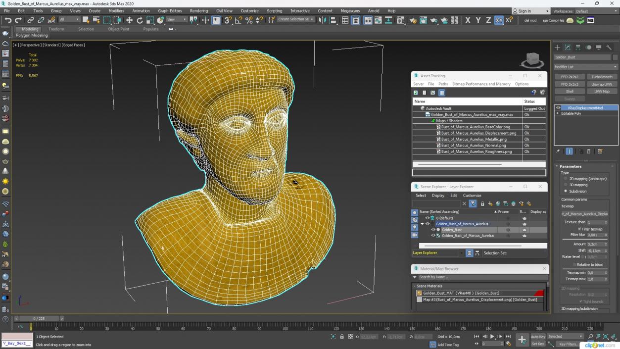 3D model Golden Bust of Marcus Aurelius