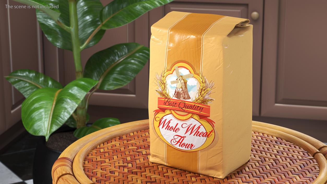 Wheat Flour Paper Bag 2lb Set 3D model