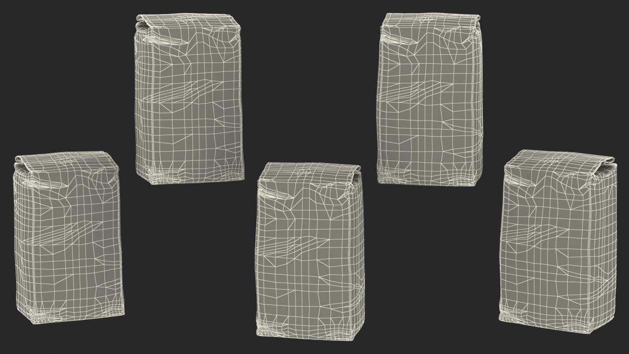 Wheat Flour Paper Bag 2lb Set 3D model