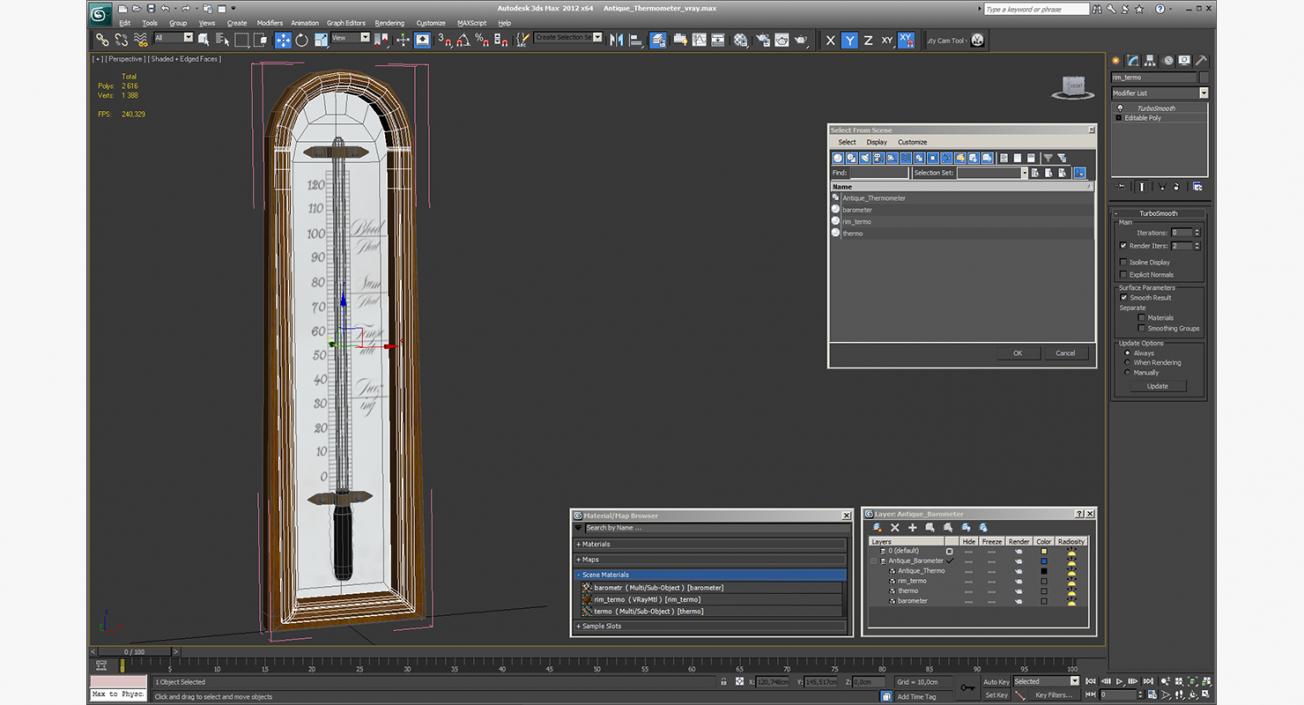 Antique Thermometer 3D model