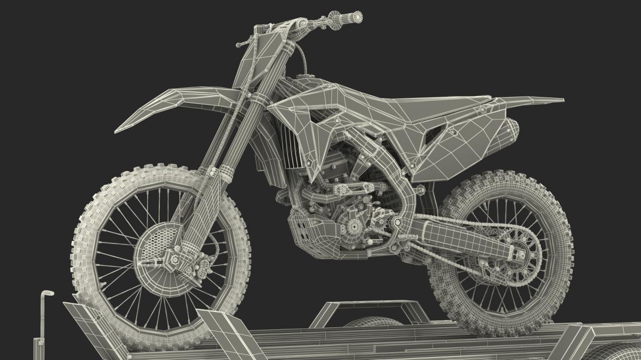 3D model Three Place Motorcycle Trailer with Motorbike