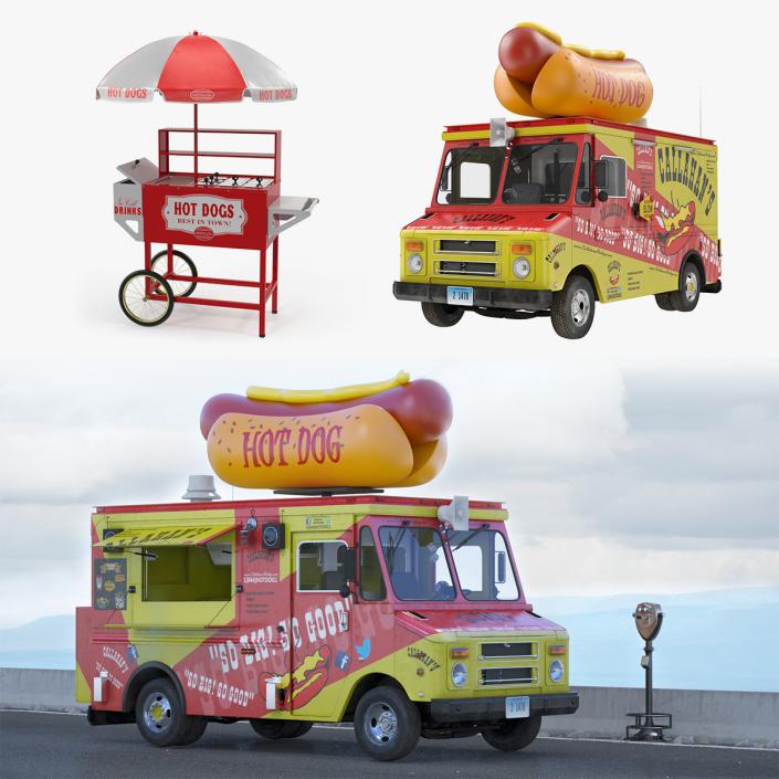 3D Hot Dog Vending Machines and Supplies 3D Models Collection model