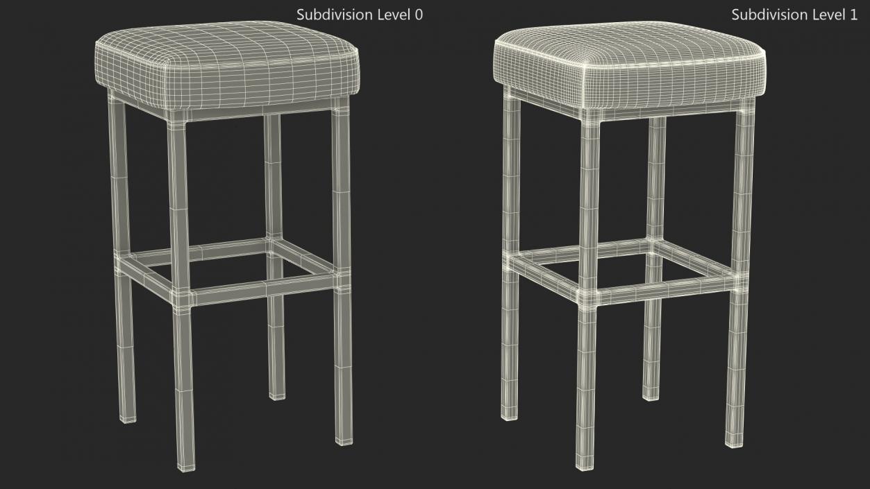 Leather Bar Stool 3D