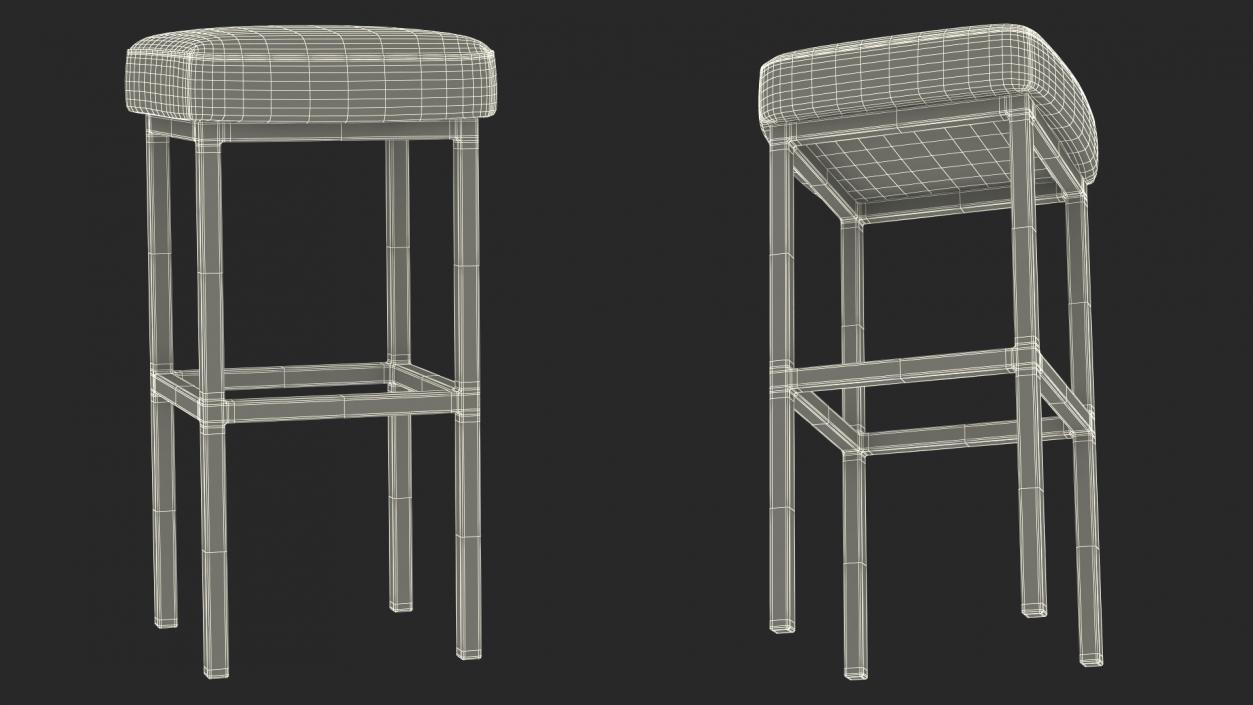 Leather Bar Stool 3D