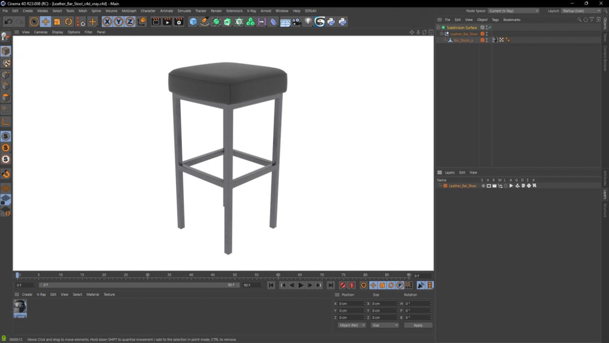 Leather Bar Stool 3D