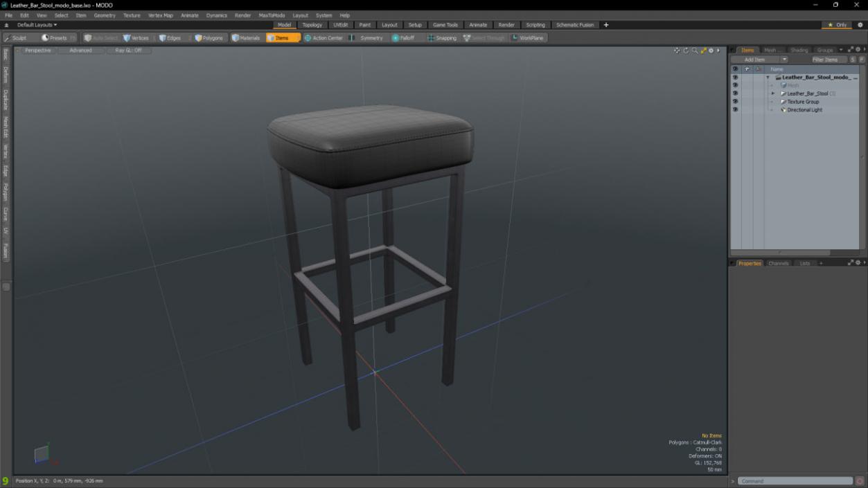 Leather Bar Stool 3D