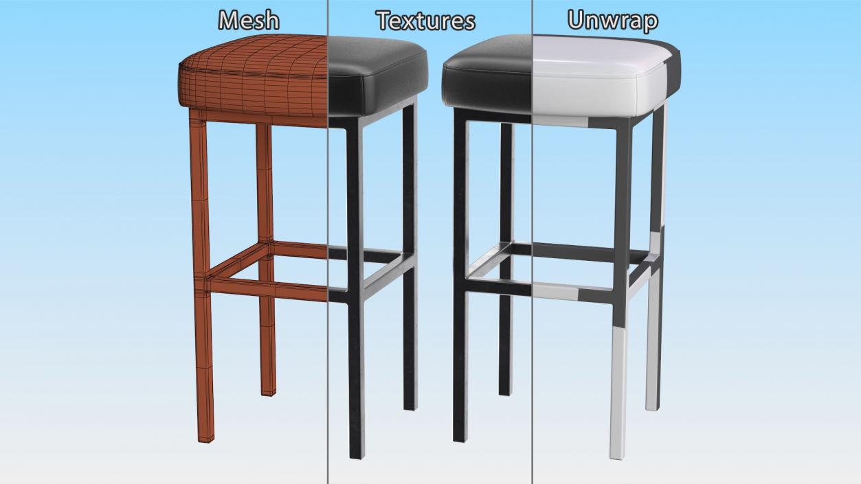 Leather Bar Stool 3D