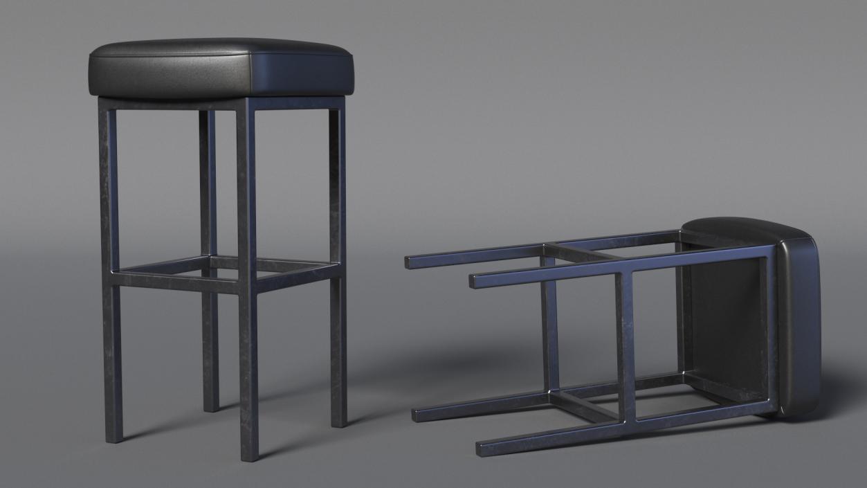 Leather Bar Stool 3D