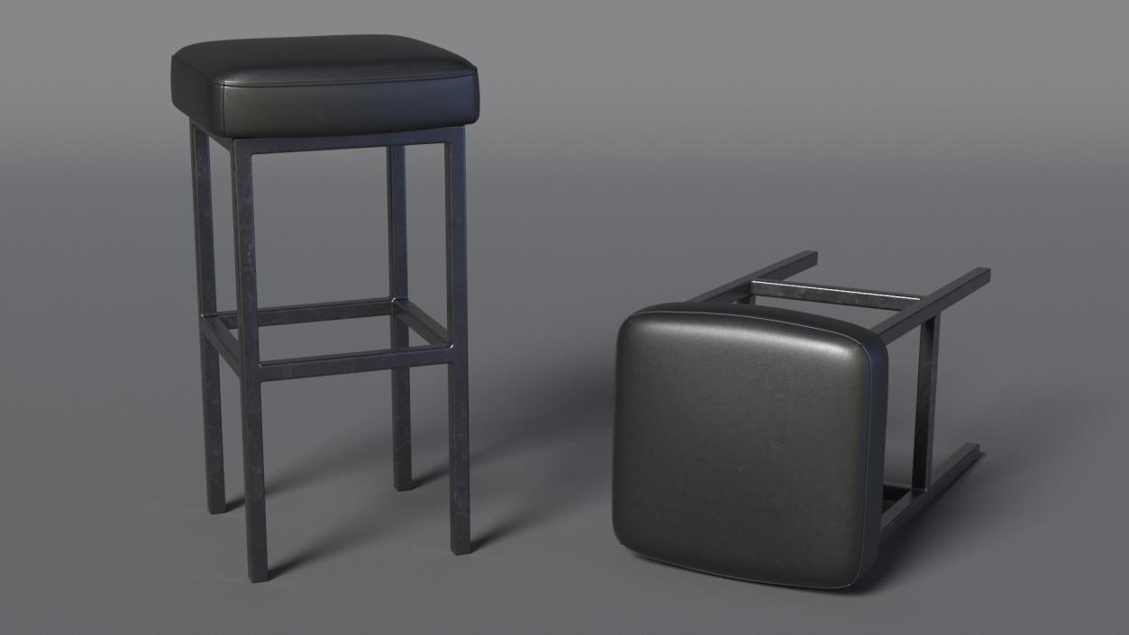 Leather Bar Stool 3D