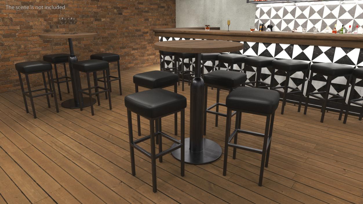 Leather Bar Stool 3D