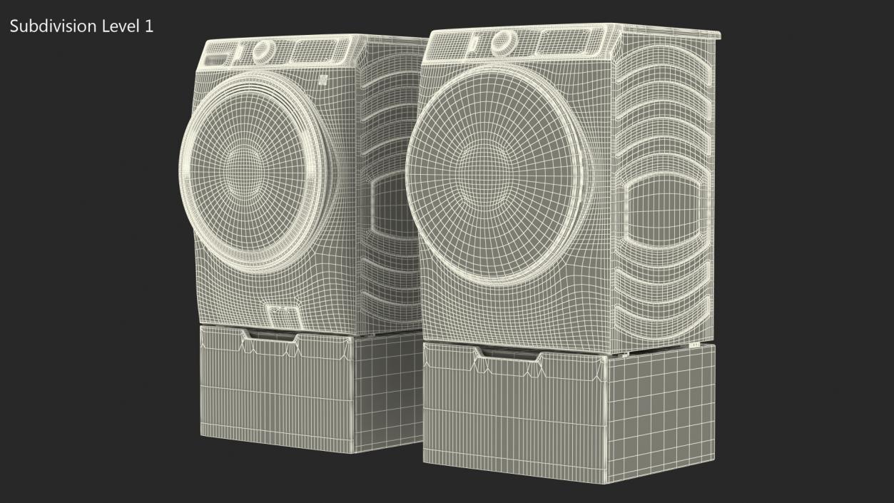 3D Washer and Dryer Set Profile Grey model