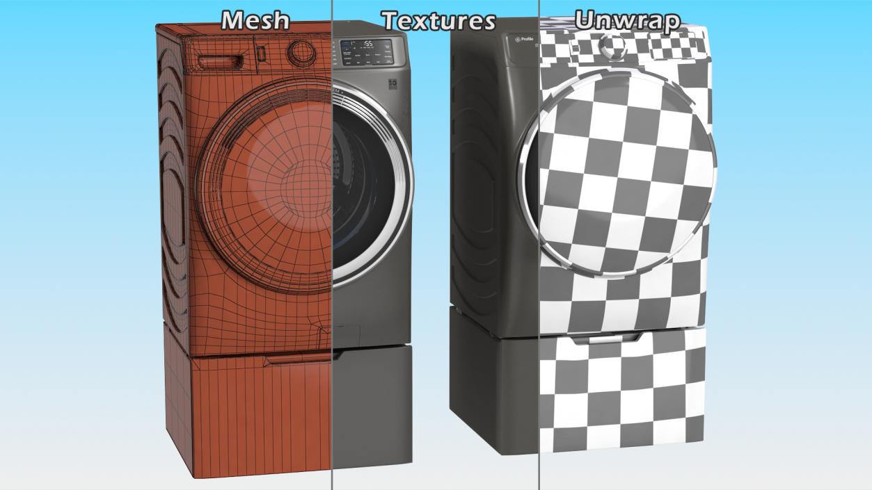 3D Washer and Dryer Set Profile Grey model