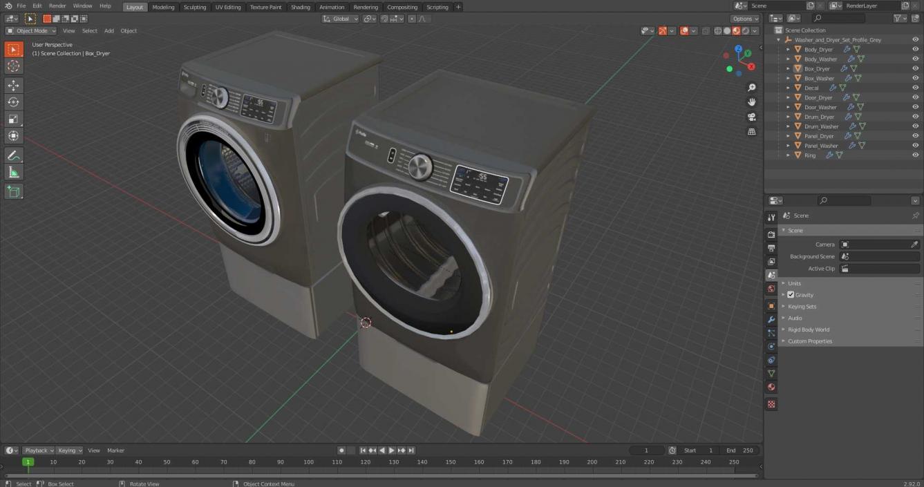 3D Washer and Dryer Set Profile Grey model