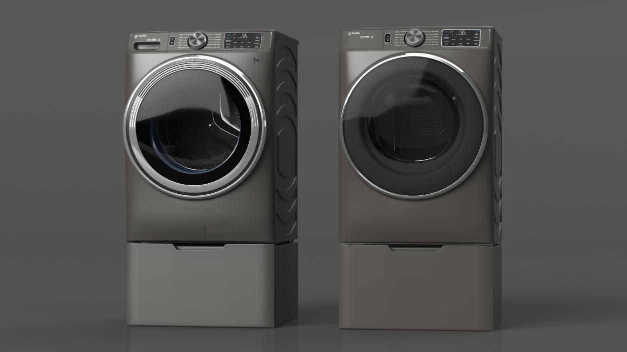 3D Washer and Dryer Set Profile Grey model