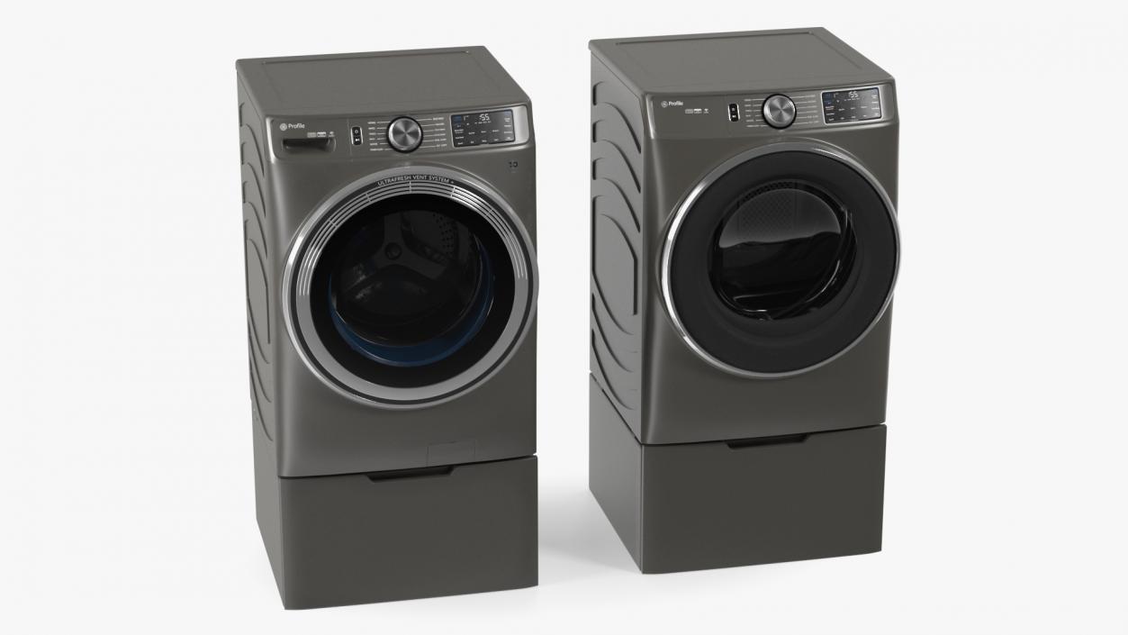 3D Washer and Dryer Set Profile Grey model