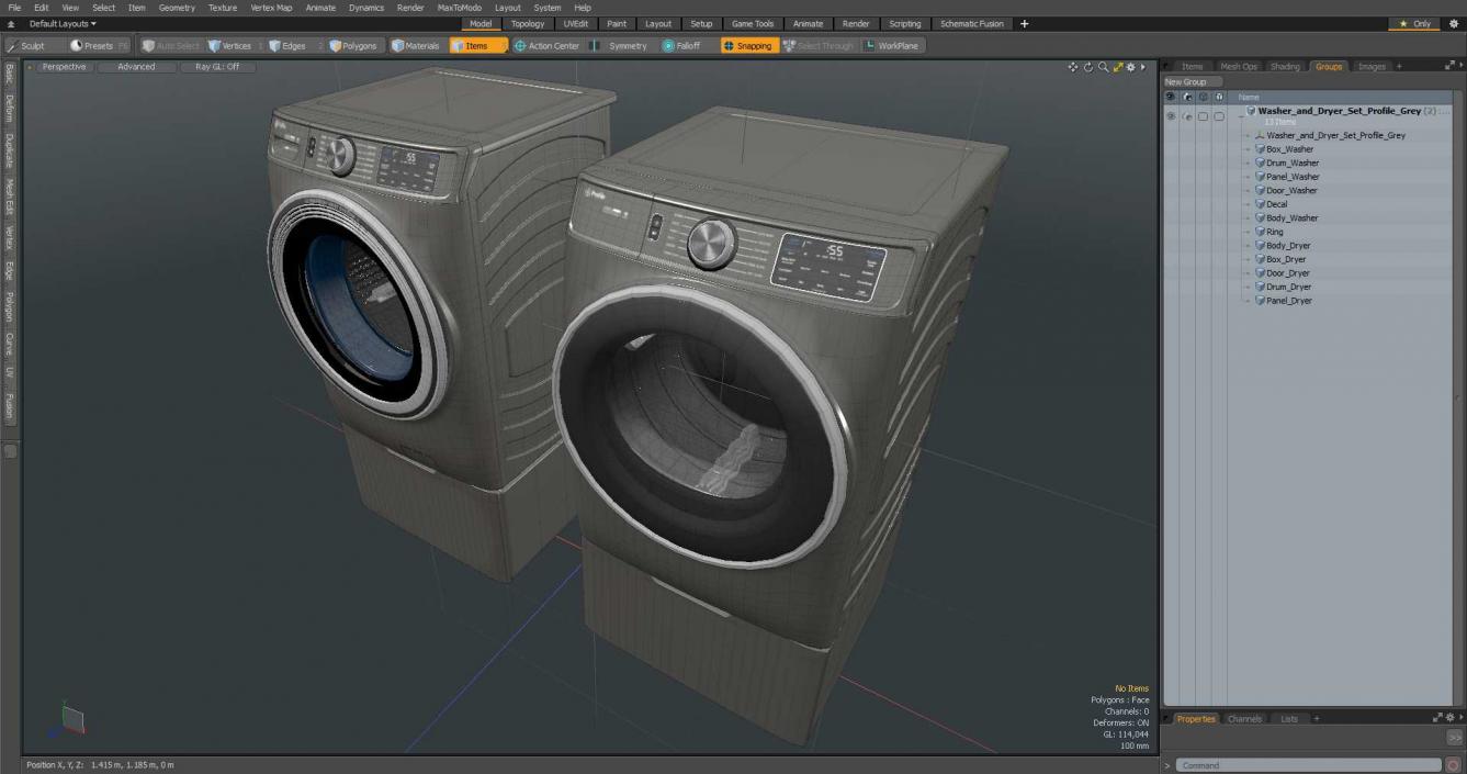 3D Washer and Dryer Set Profile Grey model