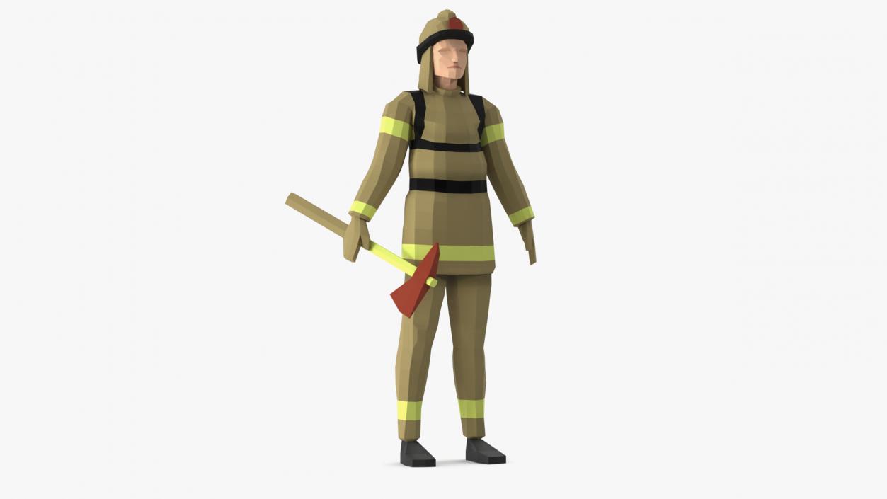 3D Firefighter Low Poly Rigged for Maya