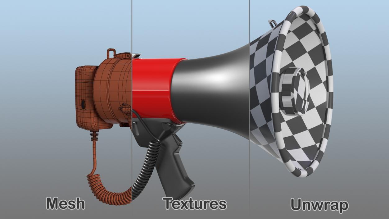 Megaphone Bullhorn Speaker with Siren 3D