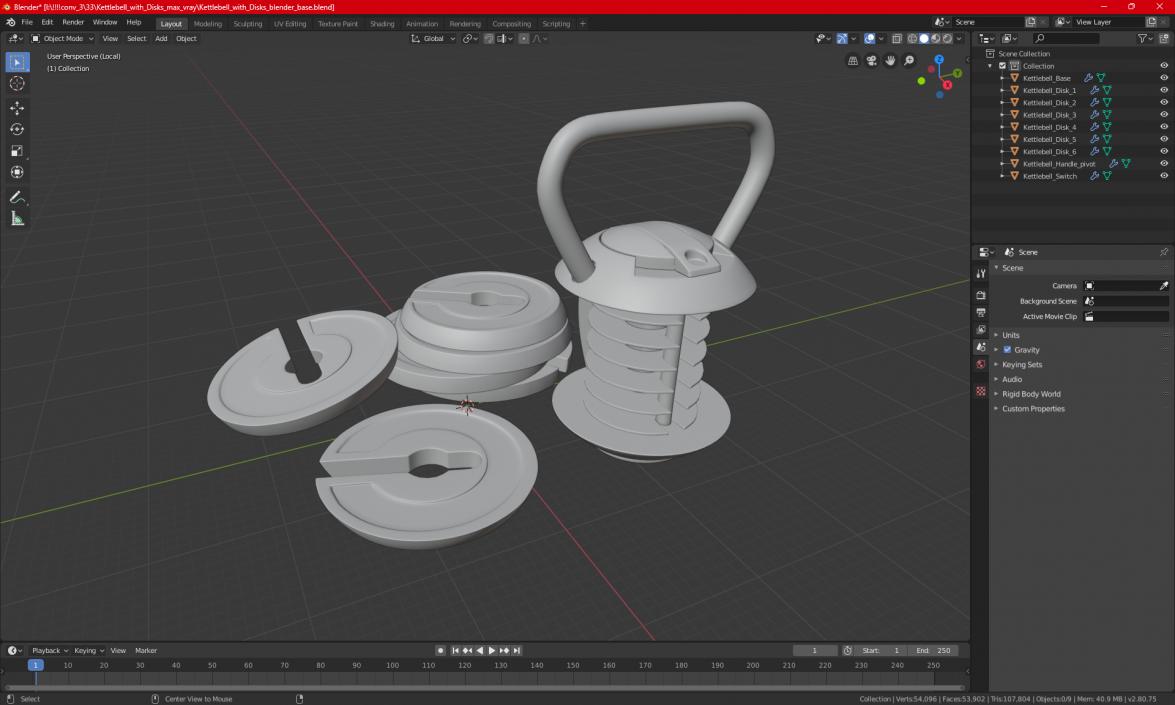 3D Kettlebell with Disks 2 model