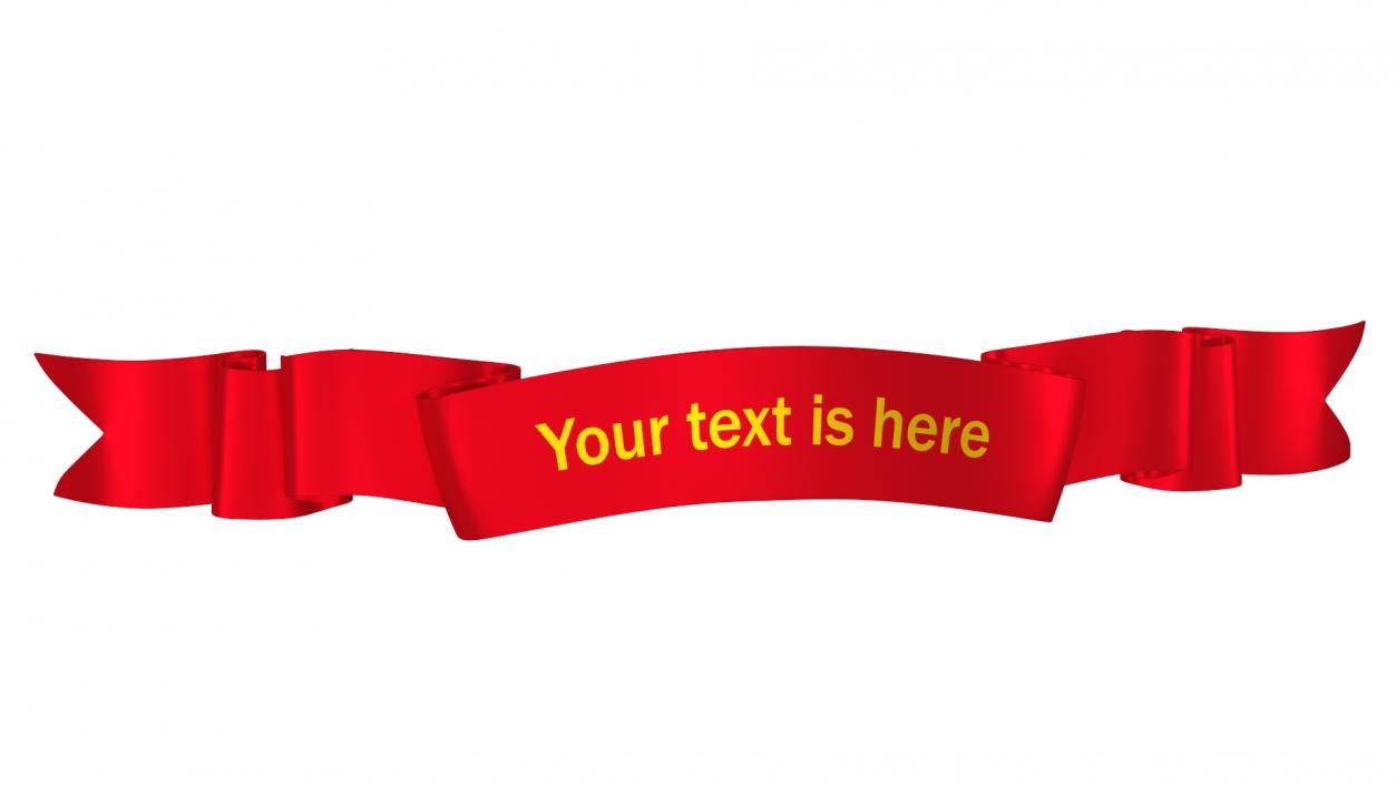 3D Red Label Ribbon Banner model