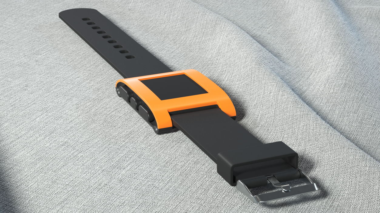 3D Turned Off Pebble Smart Watch with Strap Unbuttoned