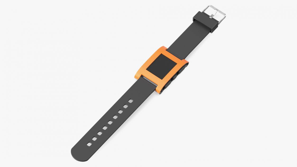 3D Turned Off Pebble Smart Watch with Strap Unbuttoned