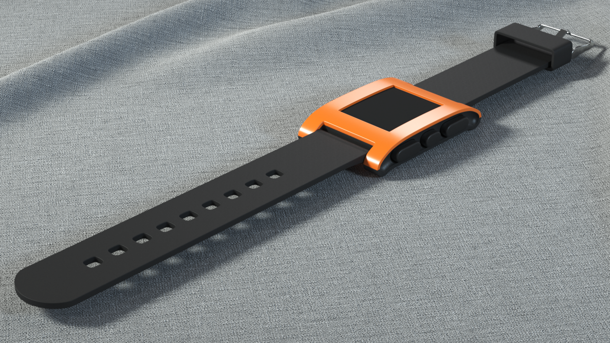 3D Turned Off Pebble Smart Watch with Strap Unbuttoned