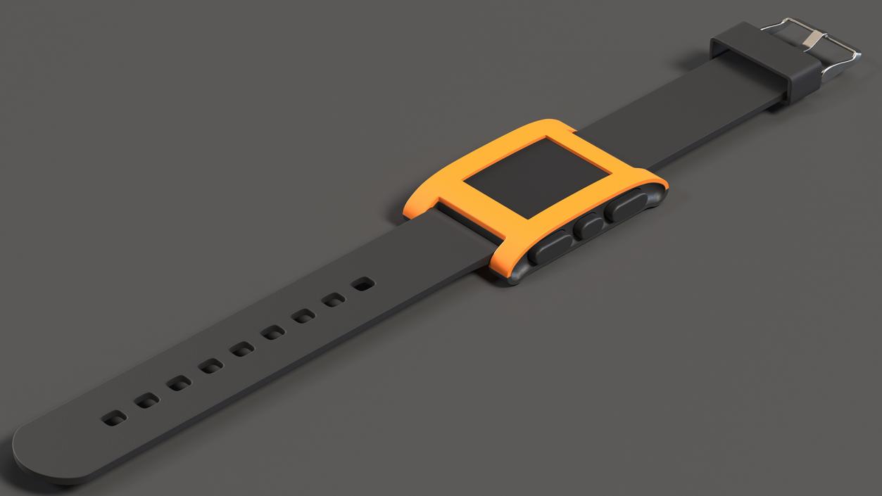 3D Turned Off Pebble Smart Watch with Strap Unbuttoned