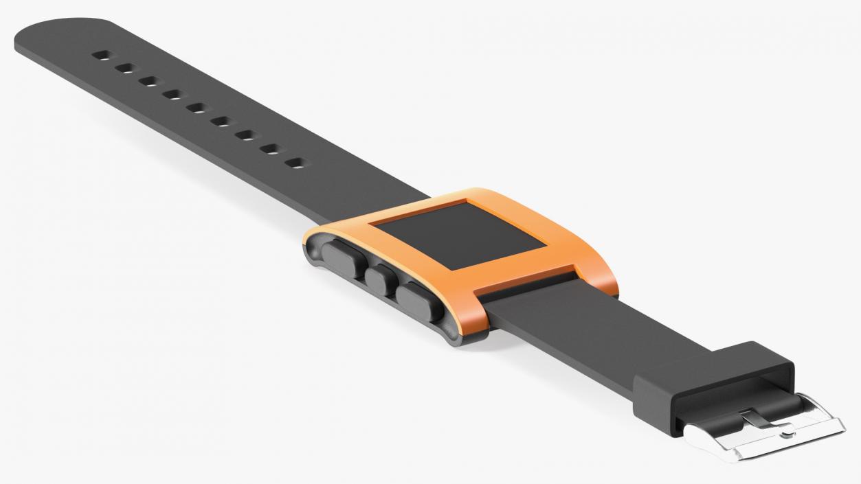 3D Turned Off Pebble Smart Watch with Strap Unbuttoned