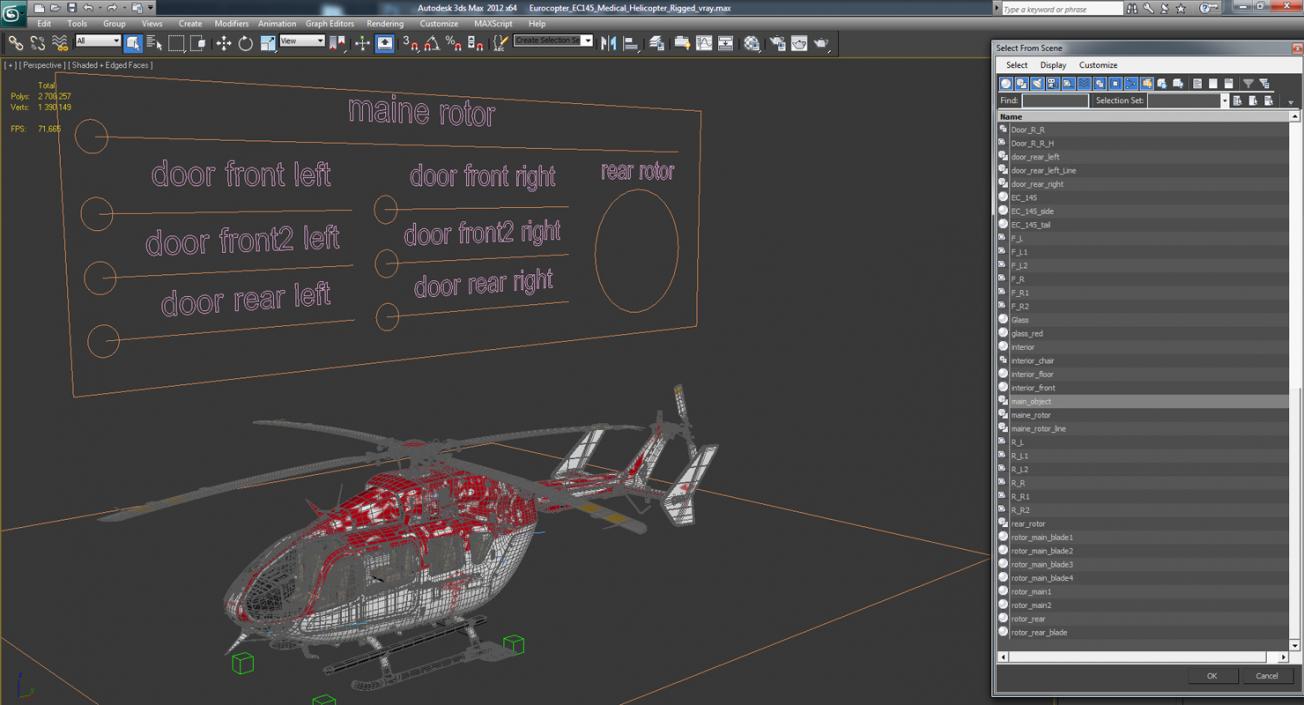 Eurocopter EC145 Medical Helicopter Rigged 3D