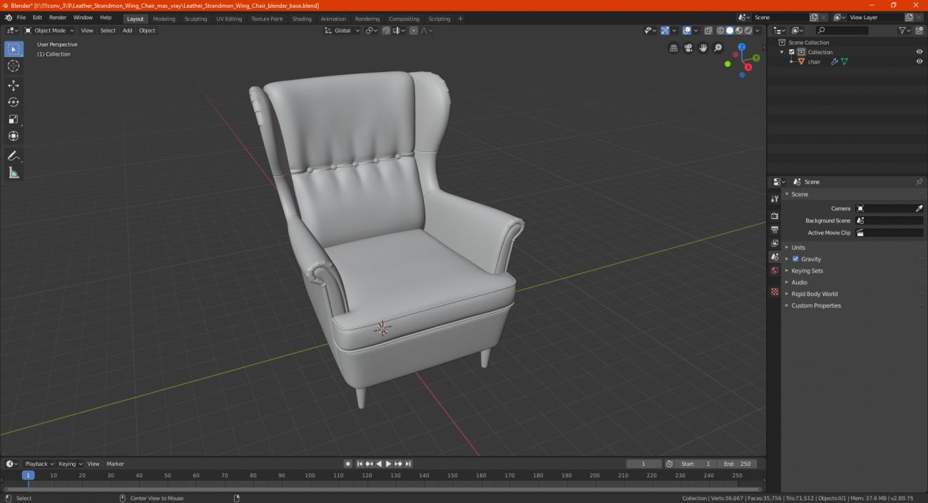 3D Leather Strandmon Wing Chair model